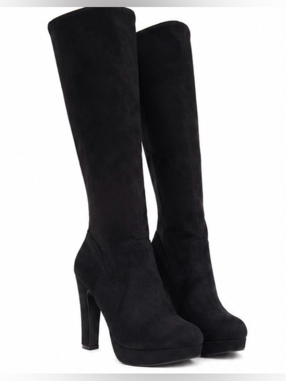 SHEIN Black Over-the-Knee Platform Block Heel Boots